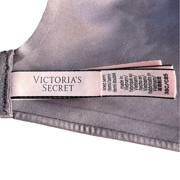 Victoria’s Secret Lined Semi Demi Womens 38C Bra Purple Gray Wireless - Picture 6 of 8